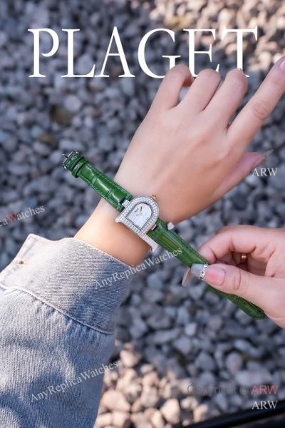 High Quality Replica PIAGET The Theme Is Meeting Love Collection Different Colors Italian Calfskin Leather Strap White Face Dial 904 Stainless Steel Diamond Inlaid Case Watch 27mm